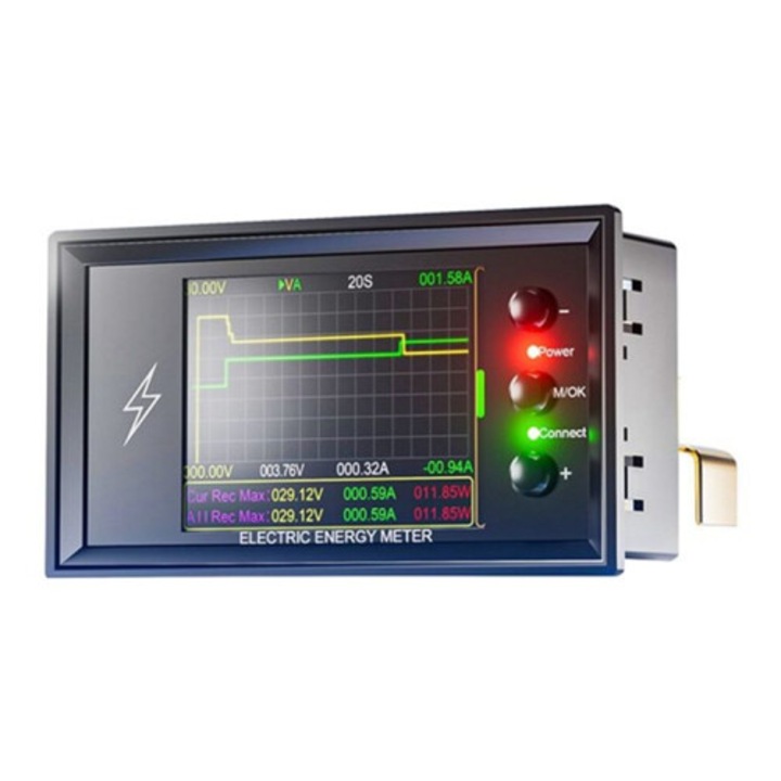 Tester capacitate baterie 0-420V 300A curent tensiune negru 4 fire