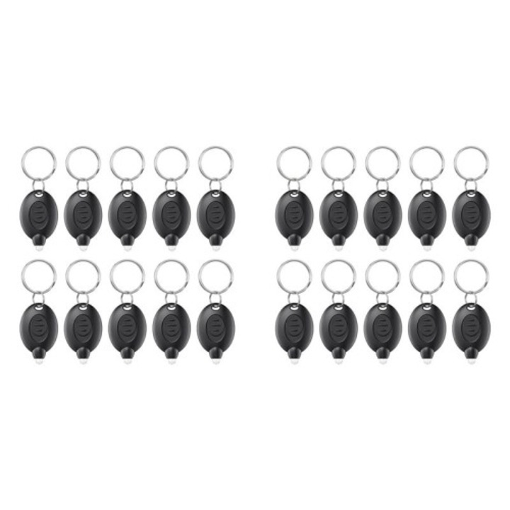 Set 20 lanterne breloc LED, negru, plastic, portabil