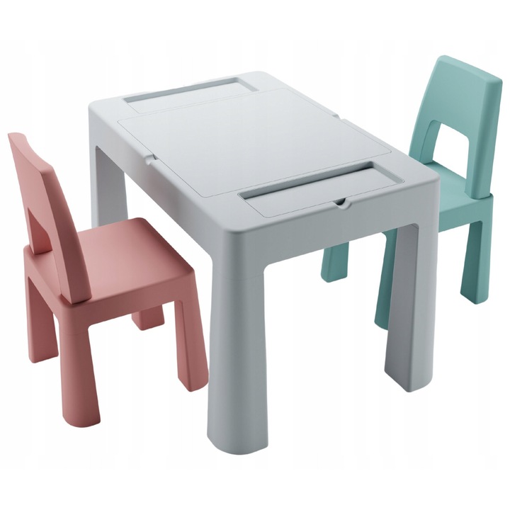 Комплект детски мебели Tega Baby Multifun 1+2 многофункционален бял розов тюркоаз 72x47x49см