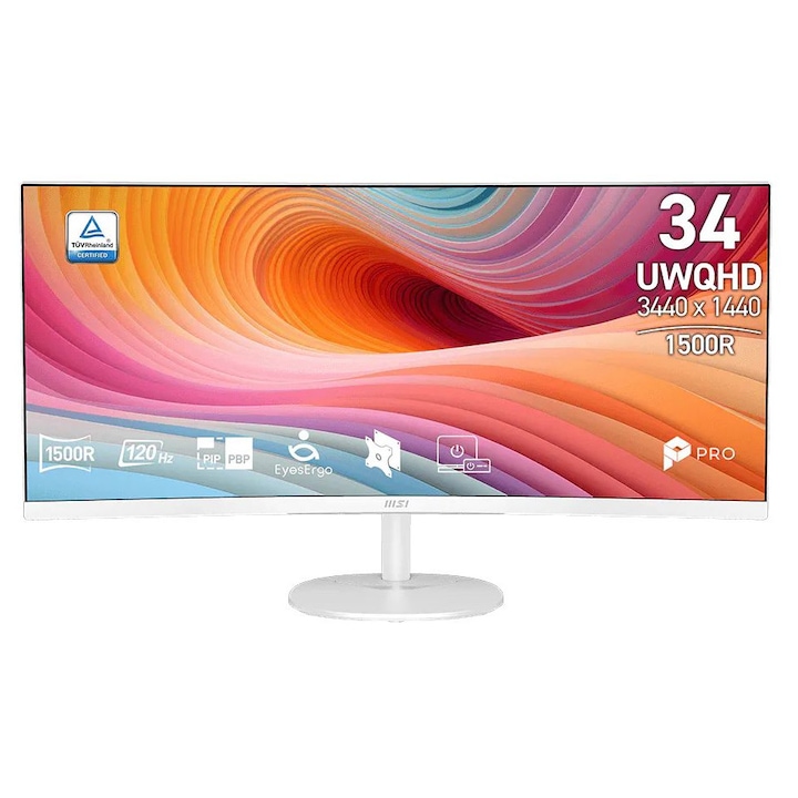 Monitor LG Ultrawide Curbat 37.5", IPS, 3840x1600, 1ms, 144hz, HDR 600, FreeSync Premium Pro, KVM, USB-C 90W, Pivot, HAS, Boxe 2x7W