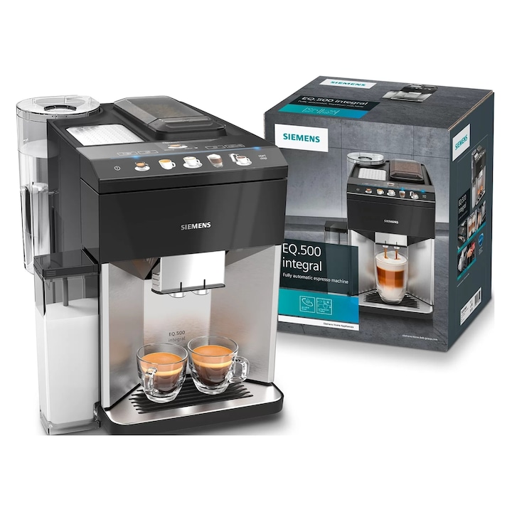 Espressor automat Siemens EQ.500, 15 bar, ceramic, negru-argintiu, 27x45x37cm, 2 cesti