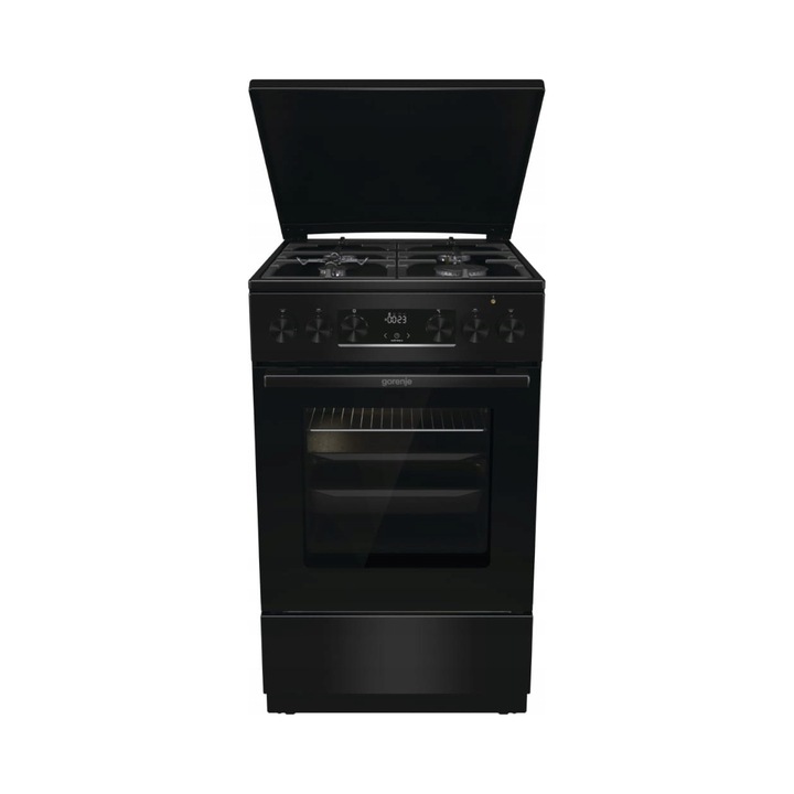 Gorenje GK5C42BF gáz-elektromos tűzhely, 50cm, fekete, 70l sütő, többfunkciós
