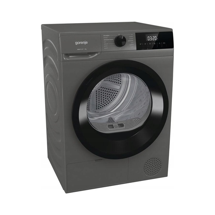 Uscator rufe Gorenje DHNE82T/PL 8kg pompa caldura titanium 59.5x84.5x55cm