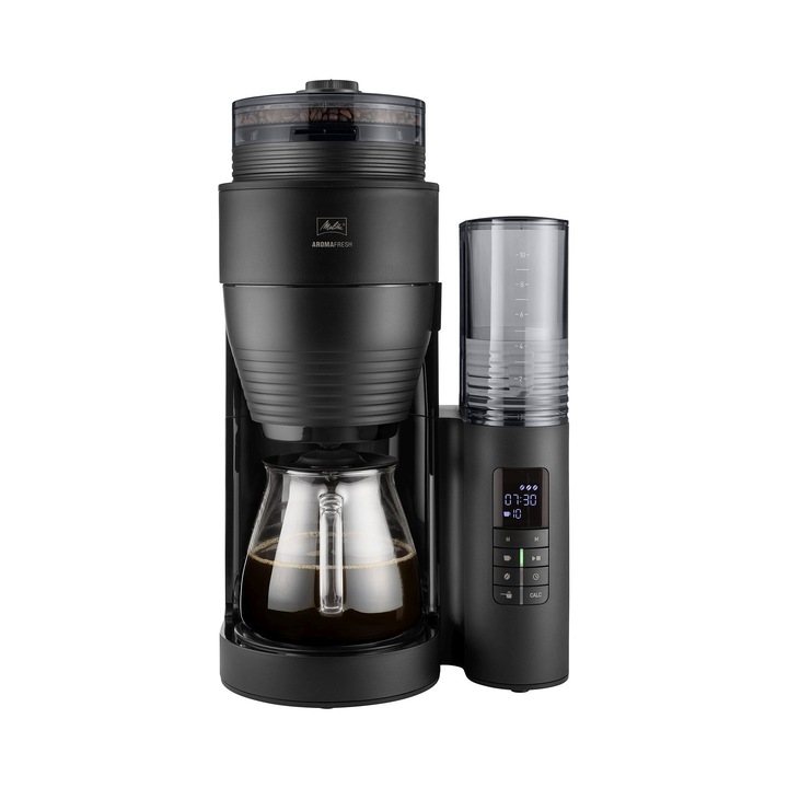 Espressor Melitta AromaFresh II cu rasnita ceramica, 11 setari, negru, 2x10 cesti