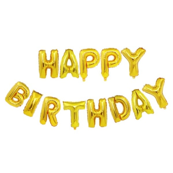 13 db fólia lufi szett Happy Birthday, arany, 41cm, zsinórral