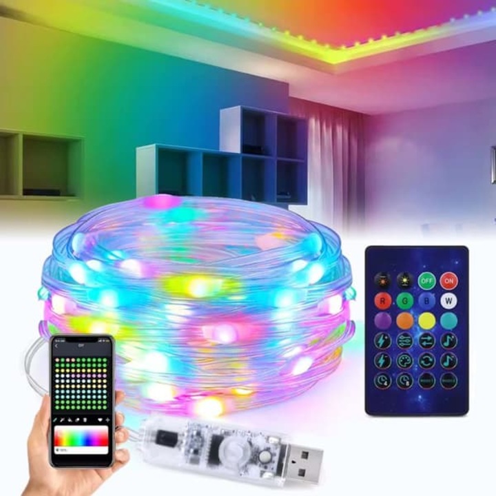 LED RGBIC лента 10м, управление с приложение и дистанционно, водоустойчива IP67