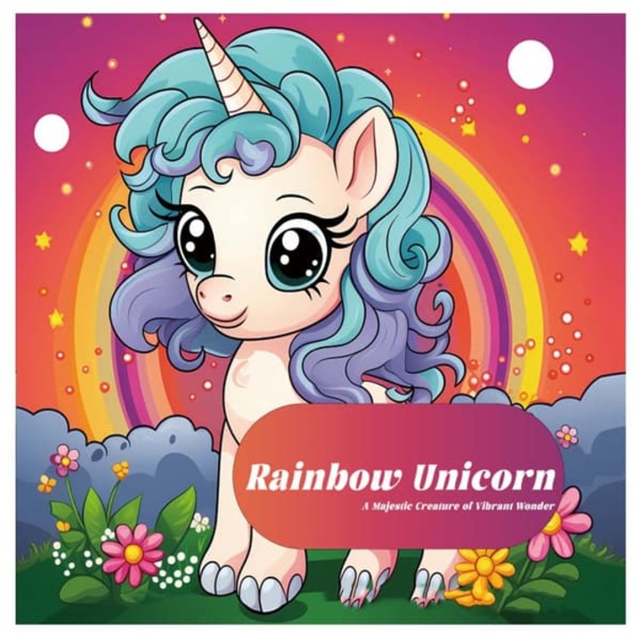 Carte de colorat pentru adulti, Unicorn Curcubeu, 24 pagini, 20x20 cm