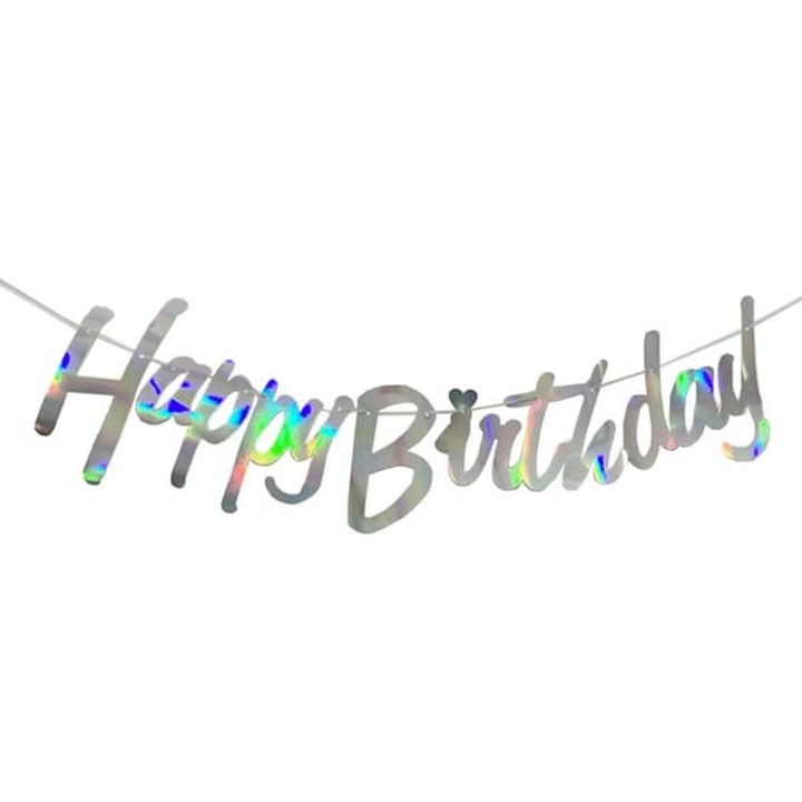 Ghirlanda text Happy Birthday ezüst 23cm