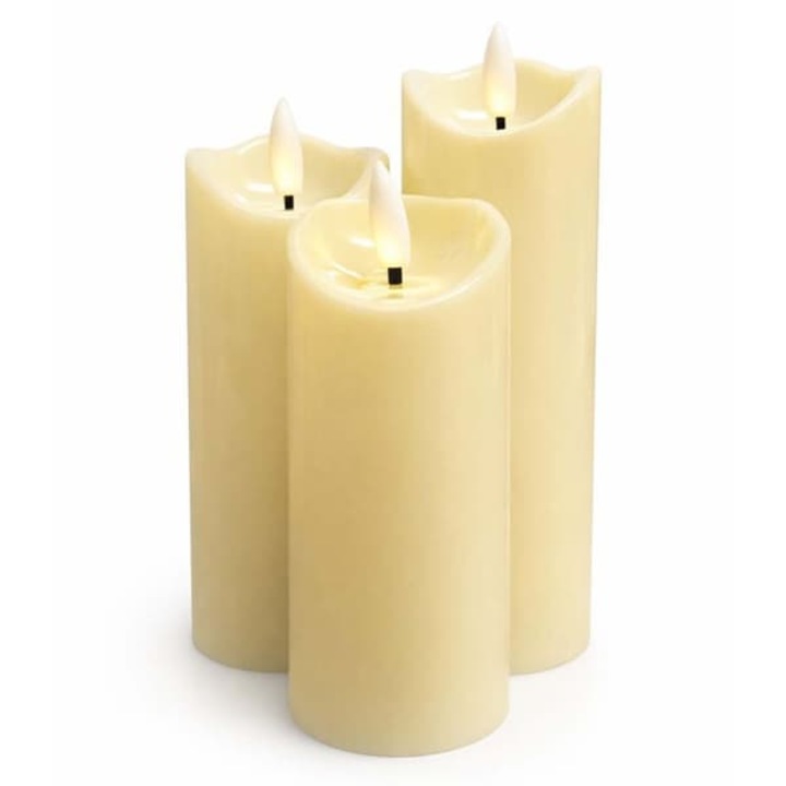 Set 3 lumanari LED cu baterii, alb cald, 5x11.5x13x15cm