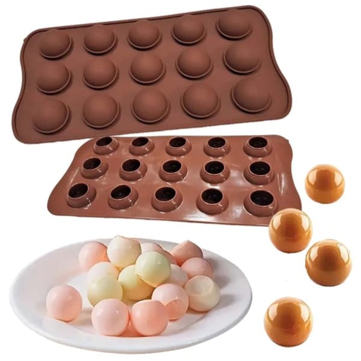 Szilikon forma pralinékhoz és desszertekhez, 15 golyó, rugalmas, 21x10.5cm, véletlenszerű szín