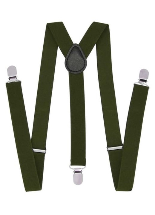 Bretele slim 2.5cm verde inchis unisex 78x2.5cm