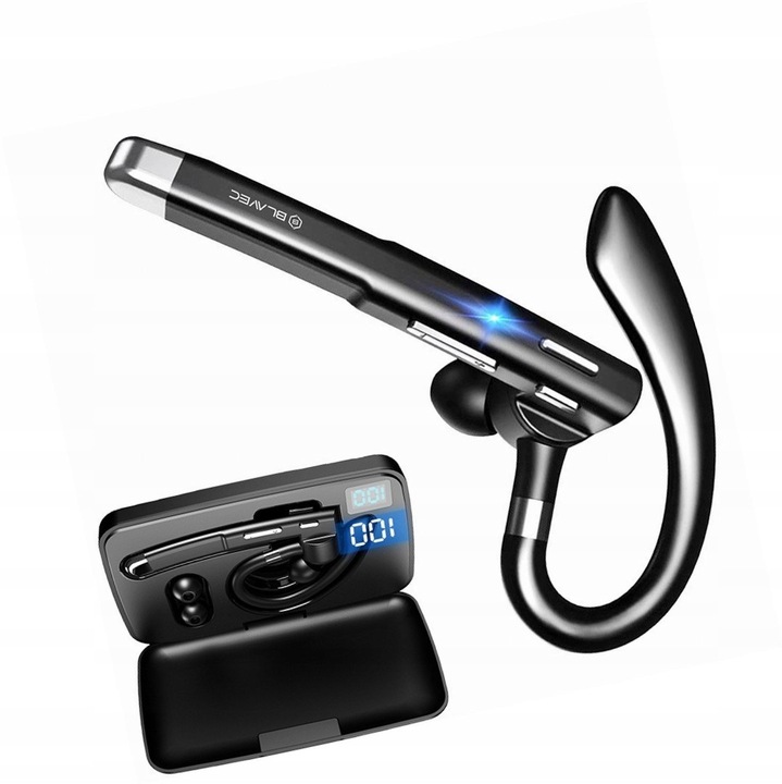 Blavec Discover 55 vezeték nélküli fülhallgató, Bluetooth 5.1, mikrofon, fekete, 10 óra, 13g