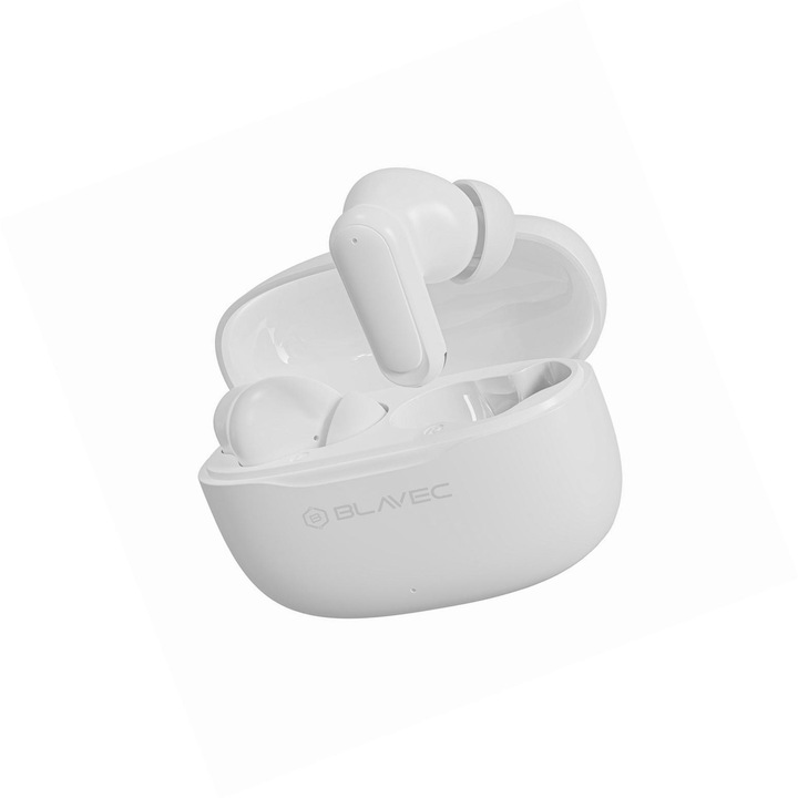 Blavec BW-08 Bluetooth fülhallgató, AI fordítás, fehér, 13mm, 30 óra üzemidő