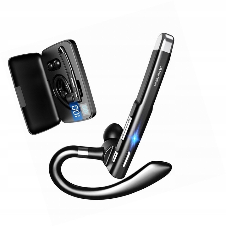Casca wireless Blavec Discover 55, Bluetooth 5.1, microfon, negru, 10h, 13g