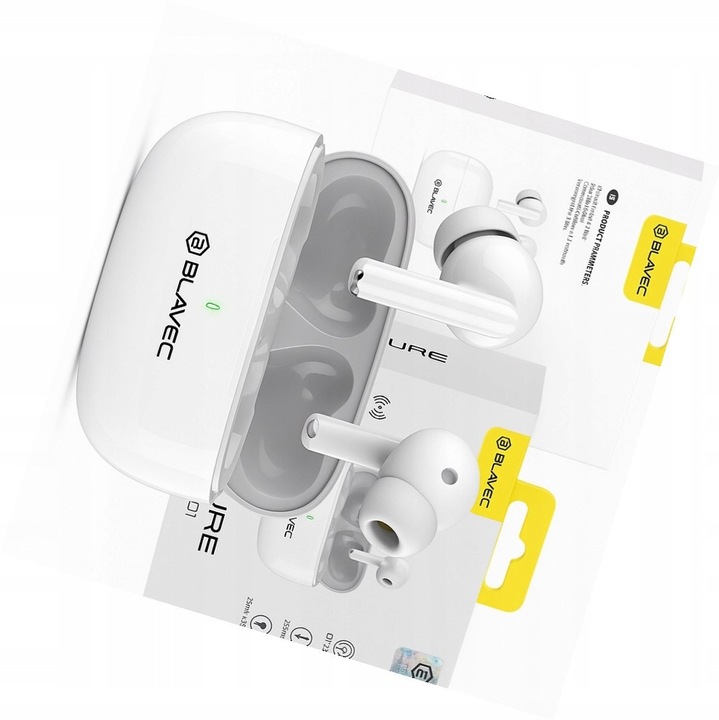 Blavec BW-01 fehér vezeték nélküli fülhallgató Bluetooth 10m hatótáv 4h üzemidő