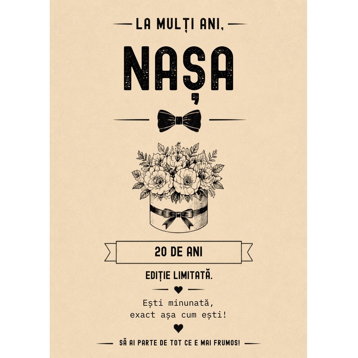 Felicitare aniversare/zi de nastere 20 ani pentru nasa 13x18 cm cu plic