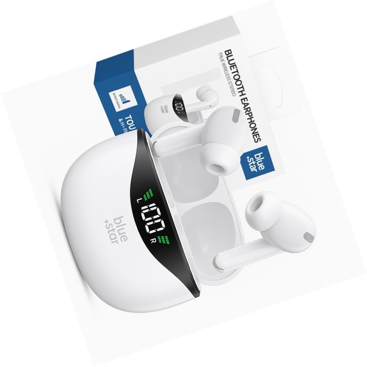 Blue Star TWS Bluetooth vezeték nélküli fülhallgató, fehér