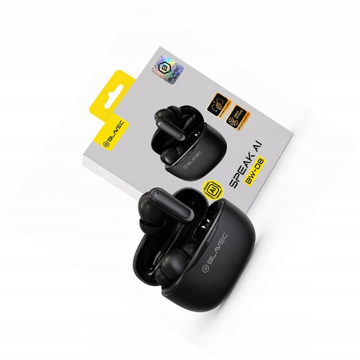 Blavec BW-08 Bluetooth fülhallgató, AI fordítás, fekete, TWS, 30 óra üzemidő