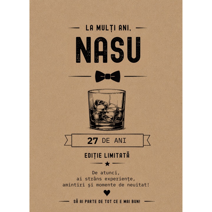 Felicitare aniversare/zi de nastere 27 ani pentru nasu, 13x18 cm, cu plic
