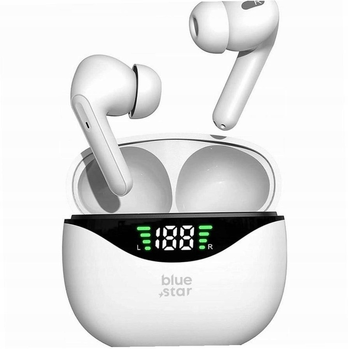 Blue Star TWS Bluetooth vezeték nélküli fülhallgató, fehér