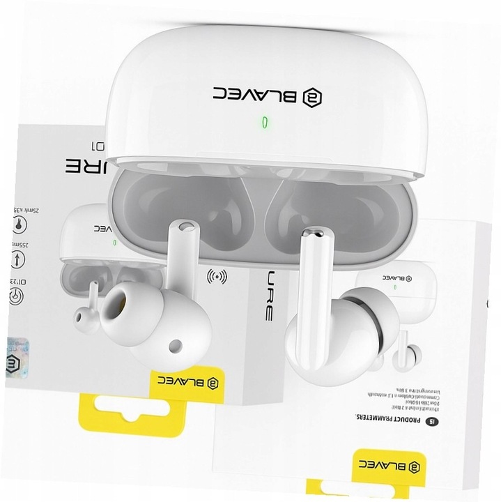Blavec BW-01 fehér vezeték nélküli fülhallgató Bluetooth 10m hatótáv 4h üzemidő