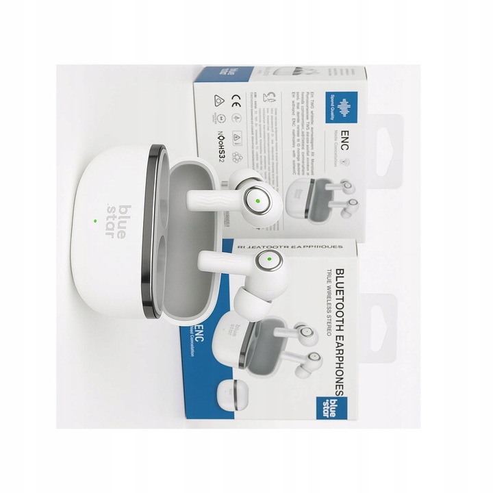 Blue Star AC20C vezeték nélküli in-ear fülhallgató, fehér, IPX4, 25mAh, 230mAh