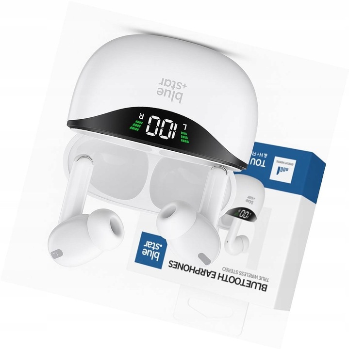 Blue Star TWS Bluetooth vezeték nélküli fülhallgató, fehér