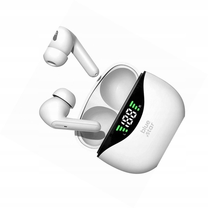 Blue Star TWS Bluetooth vezeték nélküli fülhallgató, fehér