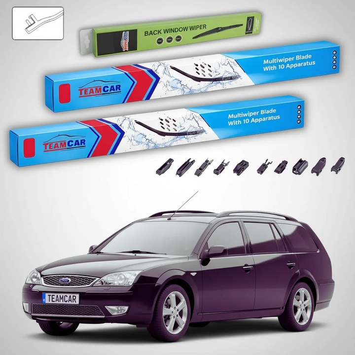 Ablaktörlők Ford Mondeo Mk3 Estate 2000-2007, Első és Hátsó Flat Premium Készlet – TeamCar®