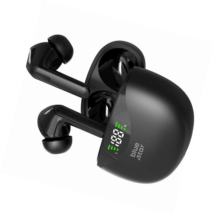 Blue Star TWS Bluetooth vezeték nélküli fülhallgató, fekete