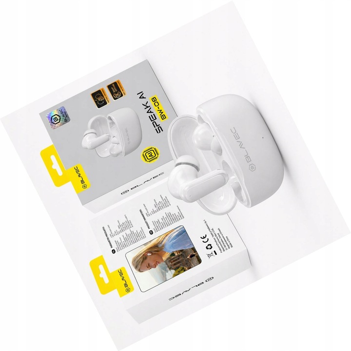 Blavec BW-08 Bluetooth fülhallgató, AI fordítás, fehér, 13 mm, vezeték nélküli