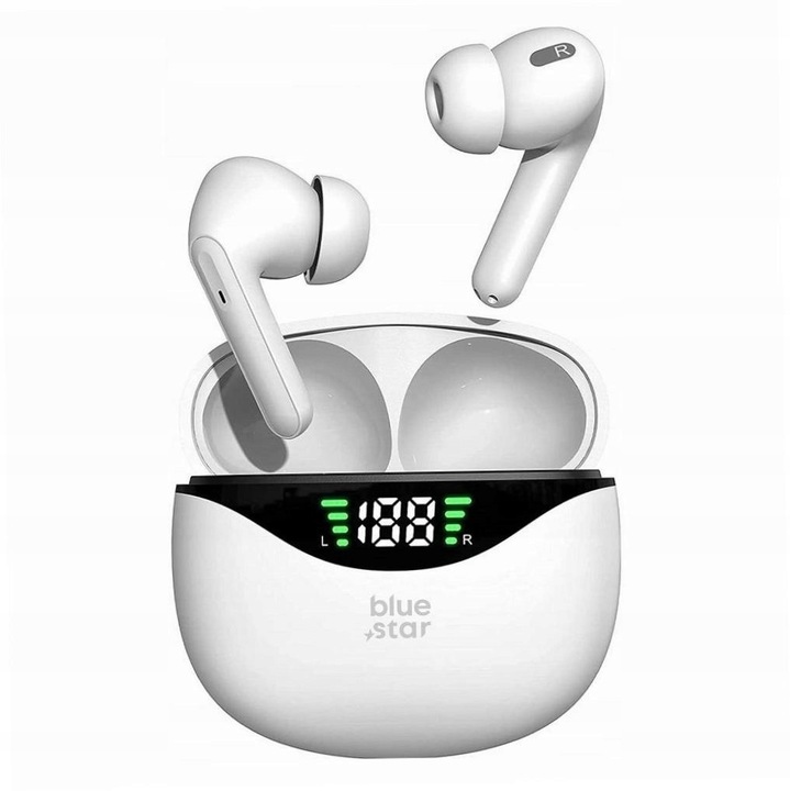 Blue Star TWS Bluetooth vezeték nélküli fülhallgató, fehér