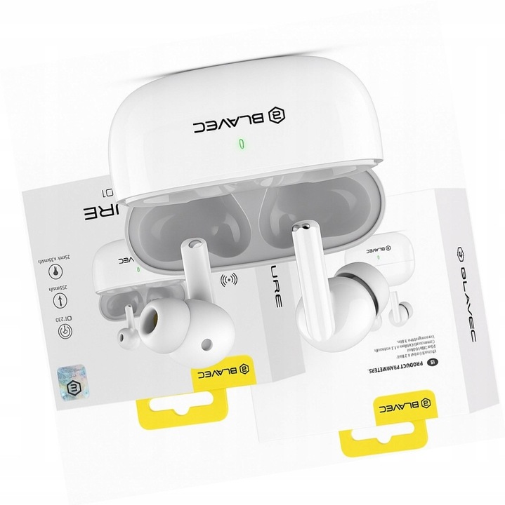 Blavec BW-01 fehér vezeték nélküli fülhallgató Bluetooth 10m hatótáv 4h üzemidő