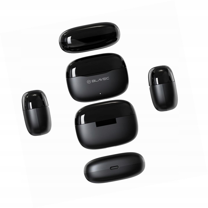 Blavec BW-08 Bluetooth fülhallgató, AI fordítás, fekete, TWS, 30 óra üzemidő