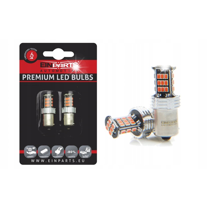Bec LED Einparts P21W piros 12V 30xSMD 3020 50x000h CANBUS