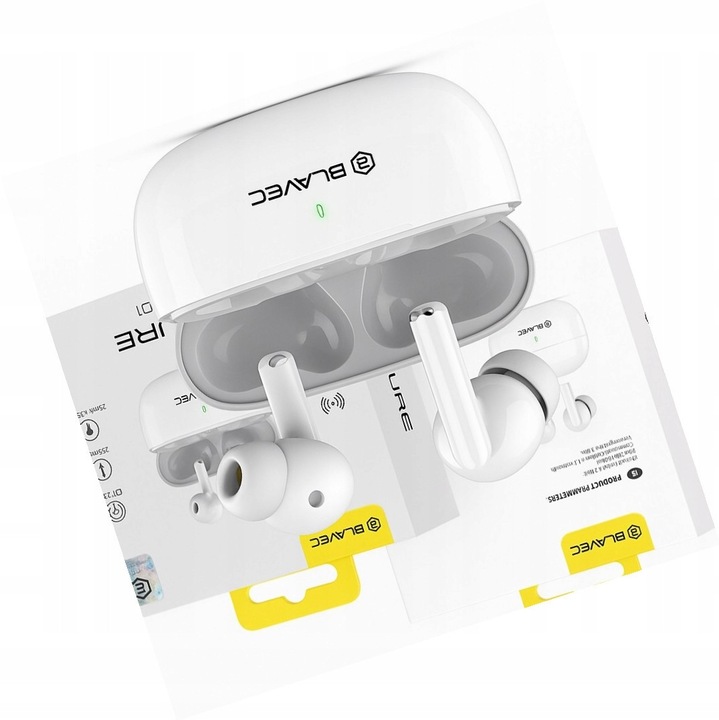 Blavec BW-01 fehér vezeték nélküli fülhallgató Bluetooth 10m hatótáv 4h üzemidő