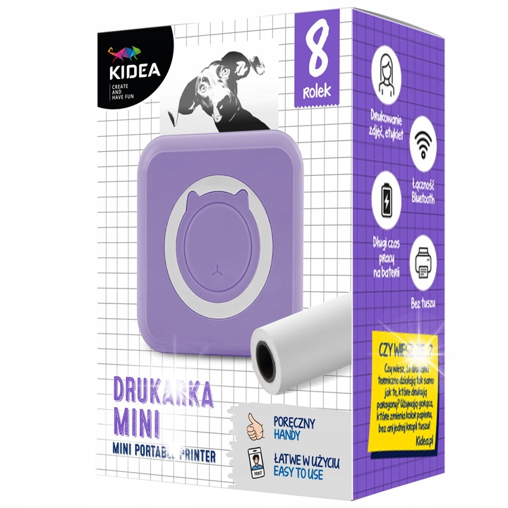 Mini imprimanta termica Kidea compacta violeta 8 rolex5.5x8x3cm