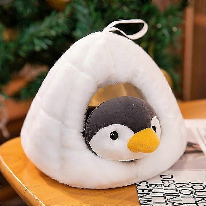 Plüss pingvin játék, puha plüss, 20cm, fekete-fehér
