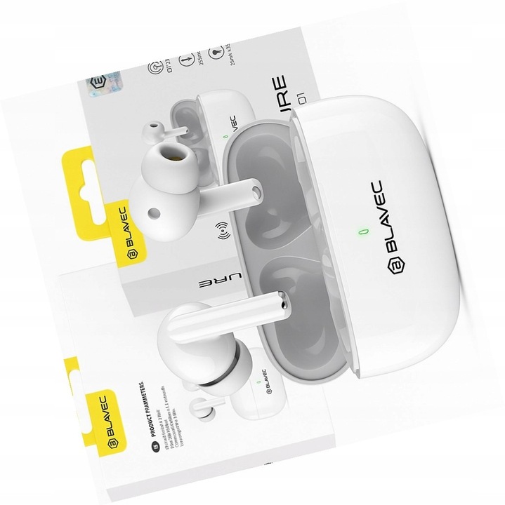 Blavec BW-01 fehér vezeték nélküli fülhallgató Bluetooth 10m hatótáv 4h üzemidő