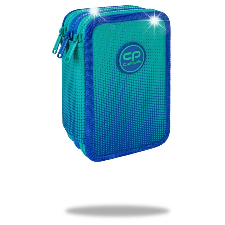 Penar trei compartimente Coolpack Jumper 3 ombre turcoaz 20x12.5x6.5cm set 46 piese