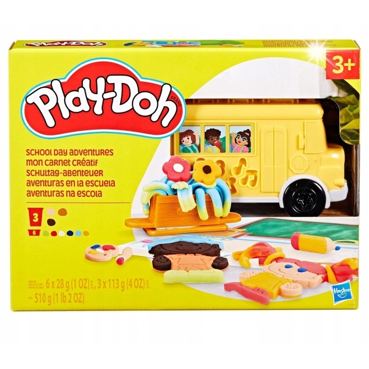 Play-Doh iskolabusz készlet gyurmával és többszínű kiegészítőkkel 510g