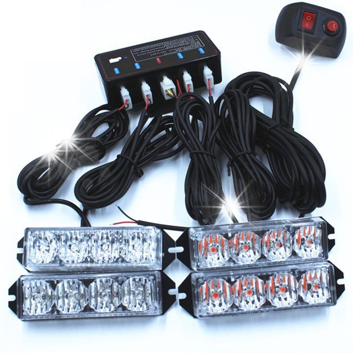 ST PARTS narancssárga LED stroboszkópok 10x2.6x1.8cm, 4 db-os szett