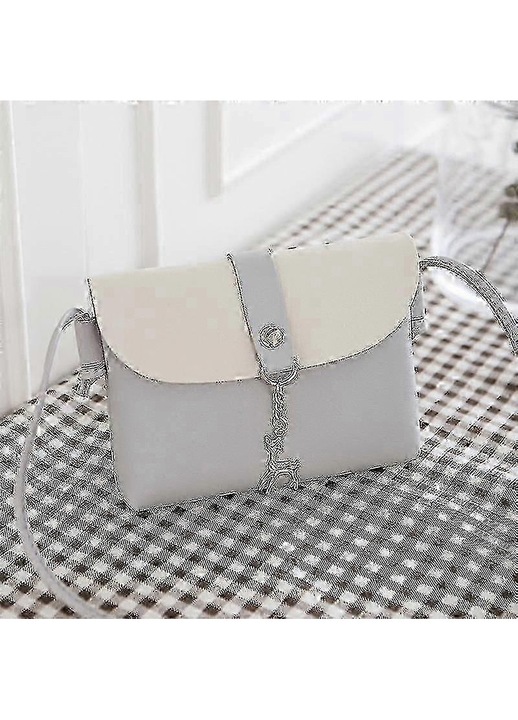 Kisméretű crossbody táska lányoknak, PU bőr, fém szarvas, fekete, 18x12x5cm