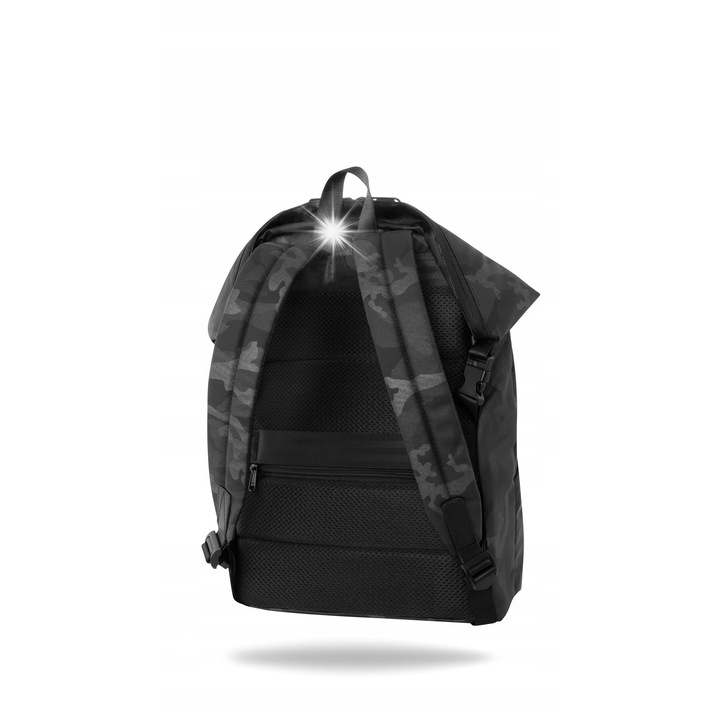 R-bag Bolt városi hátizsák, fekete terepmintás, 43x31x16cm, 15" laptop zseb