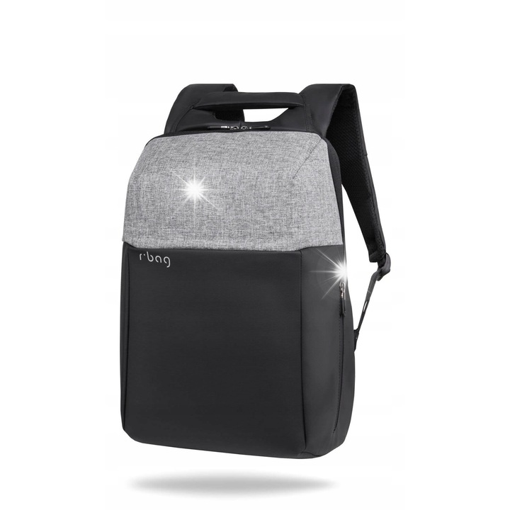Férfi hátizsák R-bag Fort, laptop 13-15,6", USB, szürke, 46x32x16cm