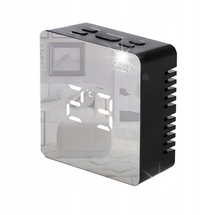 Ceas desteptator Camry CR 1150b LED negru 8,3x8,3x3,5cm temperatura data alarma