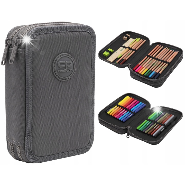Двоен несесер Coolpack Jumper 2, еко, сив, 19.5x12.5x5см