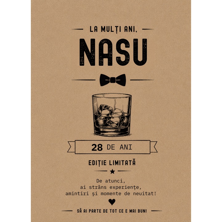 Felicitare aniversare/zi de nastere 28 ani pentru nasu, 13x18 cm, cu plic