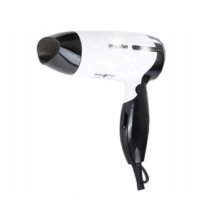 Mesko MS 2262 összecsukható hajszárító, fekete-fehér, 1000W, 1.8m