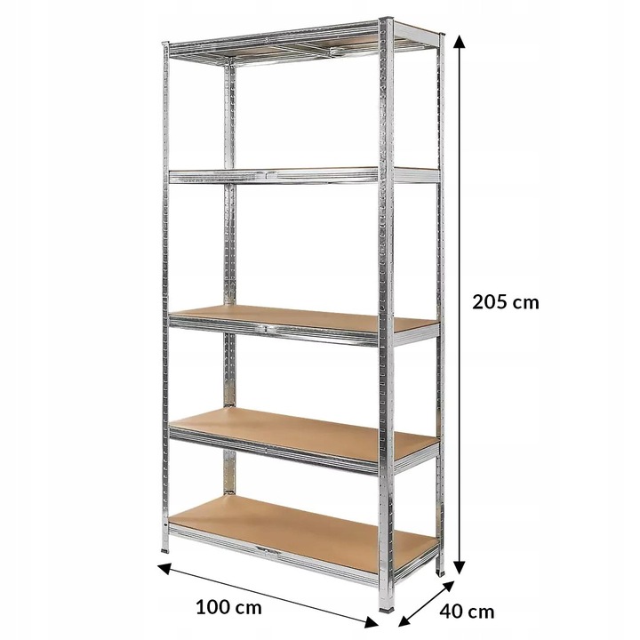Метален стелаж Mega-M 205x100x40см 5 рафта поцинкован 175кг